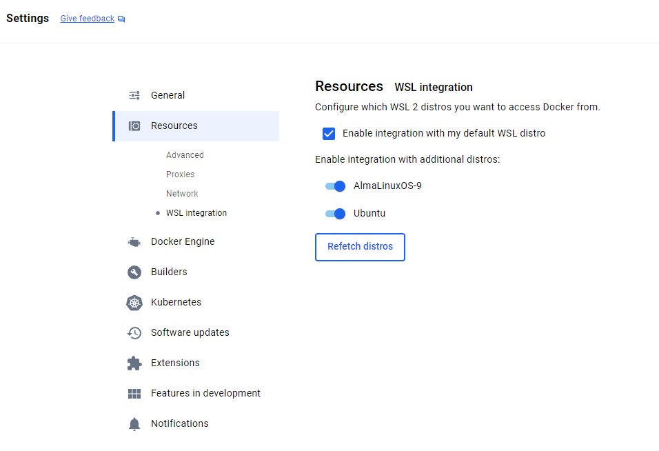 Docker Desktop WSL integration